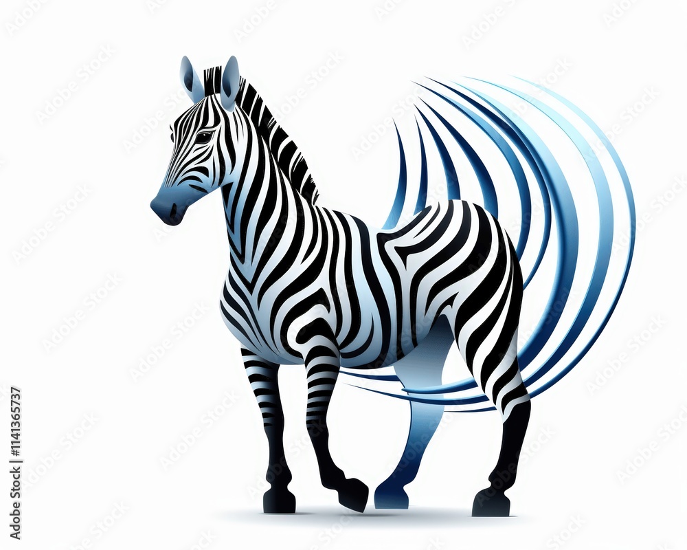 Fototapeta premium Stylized Zebra Illustration with Fluid Lines and Dynamic Design