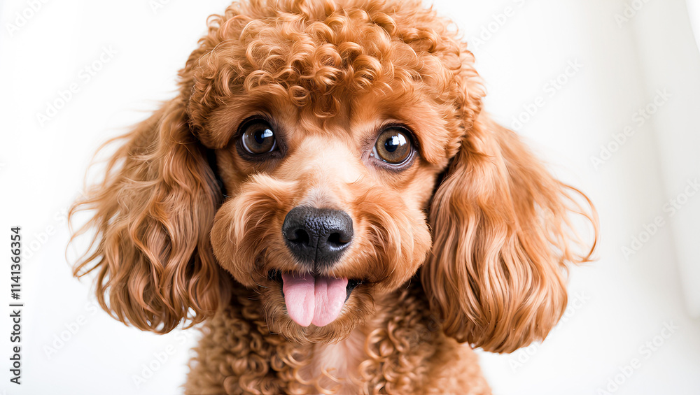 AI Generated close-up of a brown poodle with tongue sticking out, adorable and cute. AI Generated close-up of a brown poodle with tongue sticking out, adorable and cute.