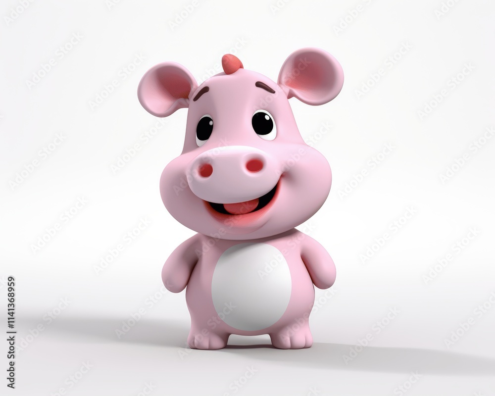 Cute and Playful Cartoon Pig Character for Children's Content Cute and Playful Cartoon Pig Character for Children's Content
