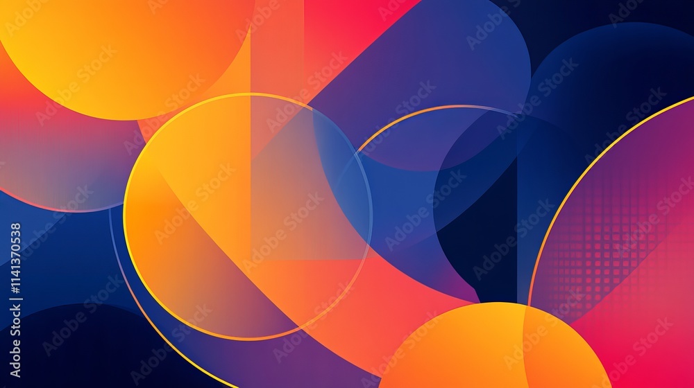 Colorful gradient geometric shapes with dynamic circle patterns, abstract design Colorful gradient geometric shapes with dynamic circle patterns, abstract design