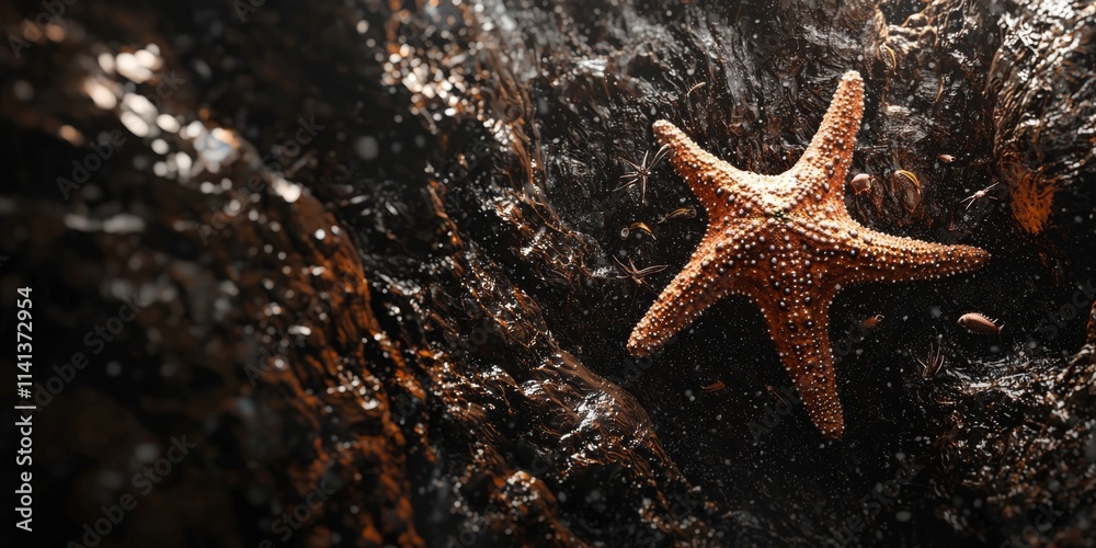 Starfish on Rocky Seabed Ocean Life Scene Starfish on Rocky Seabed Ocean Life Scene