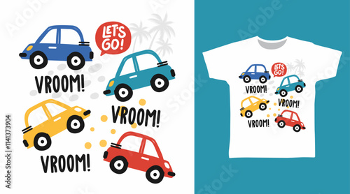 Cute car hand drawn vector t-shirt design