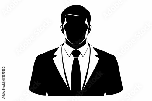 Businessman avatar silhouette vector. Businessman silhouette. Man with suit standing illustration. businessman logo Pro Vector