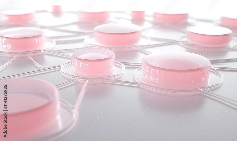 Pink nodes on grid with text. Pink nodes on grid with text.