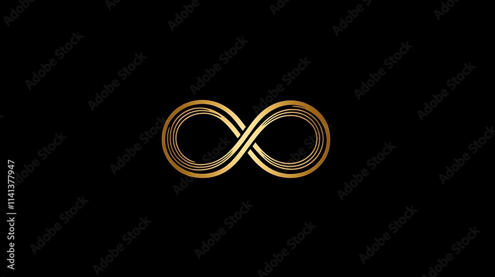 Fototapeta premium Elegant Golden Infinity Symbol on a Black Background