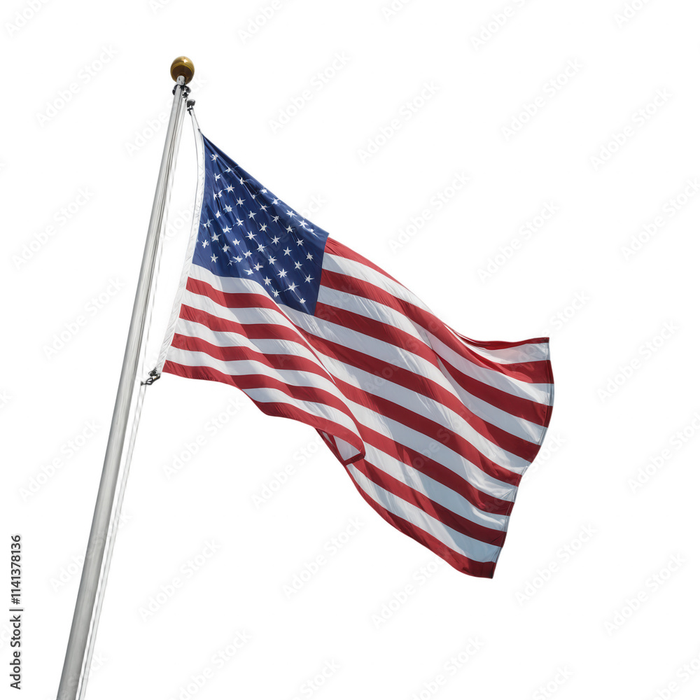Naklejka premium American Flag Waves Proudly on a Pole
