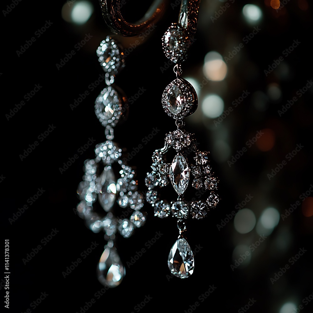 Elegant Silver Earrings with Sparkling Crystals and Gemstones Elegant Silver Earrings with Sparkling Crystals and Gemstones