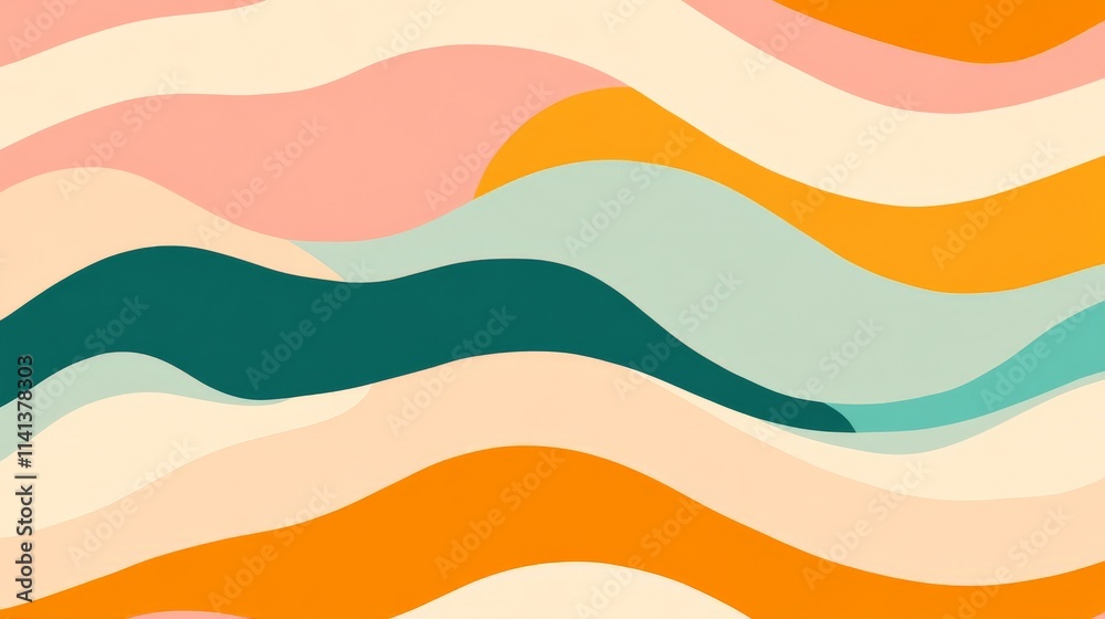 Vibrant Abstract Wavy Lines in Shades of Orange and Teal Vibrant Abstract Wavy Lines in Shades of Orange and Teal