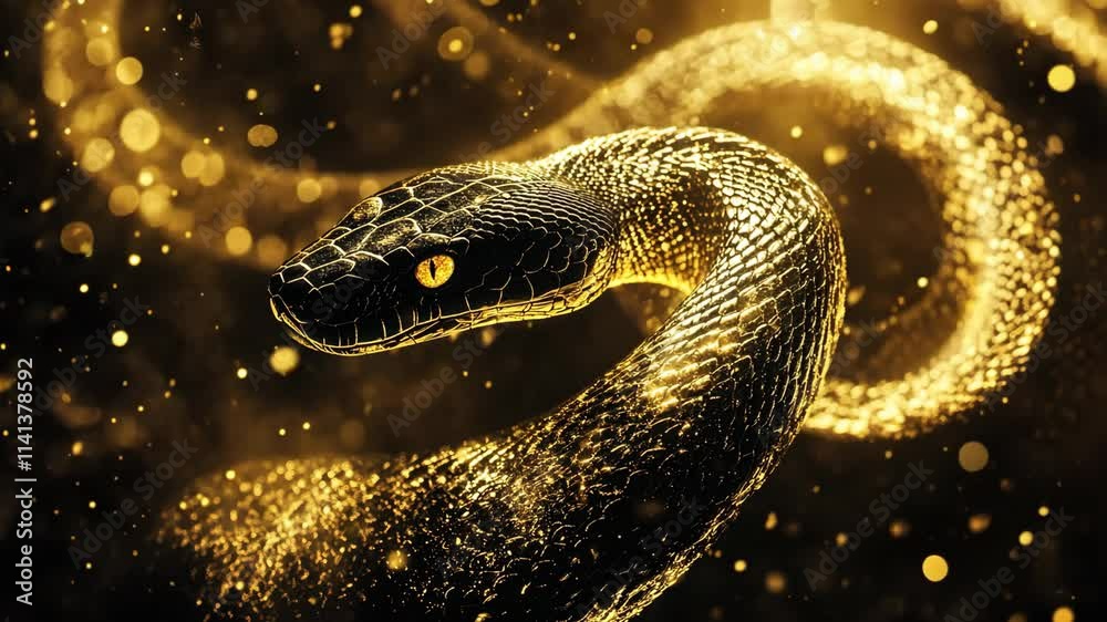 The Golden Spirit Snake in the Golden Particle Scene The Golden Spirit Snake in the Golden Particle Scene