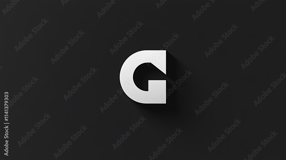 Minimalist Design of White Letter G on Black Background Minimalist Design of White Letter G on Black Background