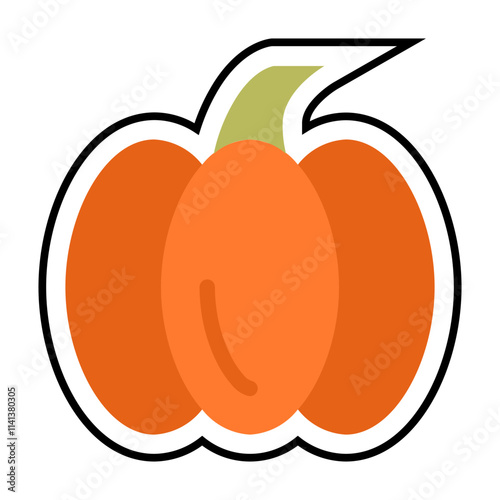 Modern Flat Pumpkin Vector Illustration with Bold Outline