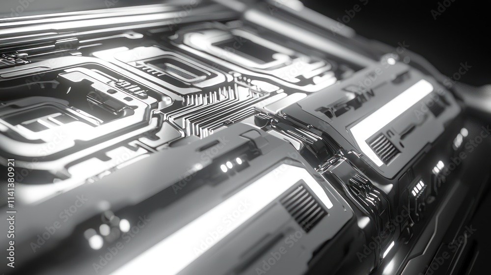 Futuristic Technology: A Close-Up of Sleek, High-Tech Circuitry Futuristic Technology: A Close-Up of Sleek, High-Tech Circuitry