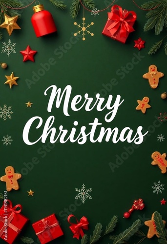 Wallpaper Mural Christmas greeting card on dark green background Torontodigital.ca