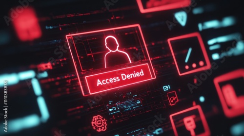 Access denied screen with glowing red user icon.