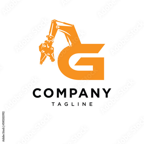 Letter G Demolition Excavator logo icon vector