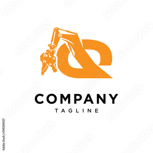 Letter Q Demolition Excavator logo icon vector