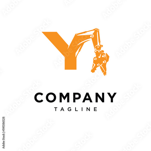 Letter Y Demolition Excavator logo icon vector