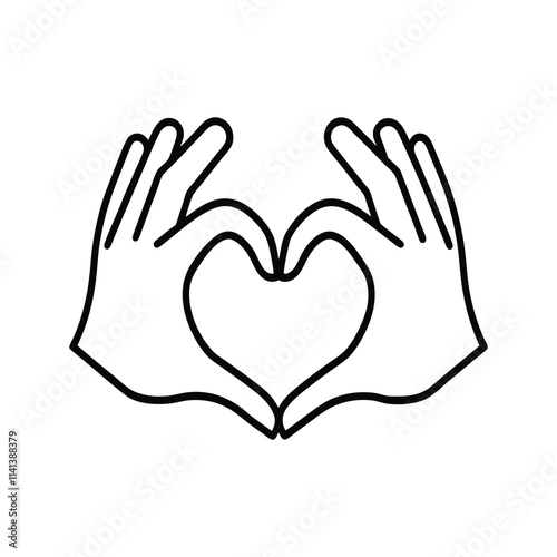 Two Hands Love Icons - Heart Symbol of Unity and Care in Vector Style photo