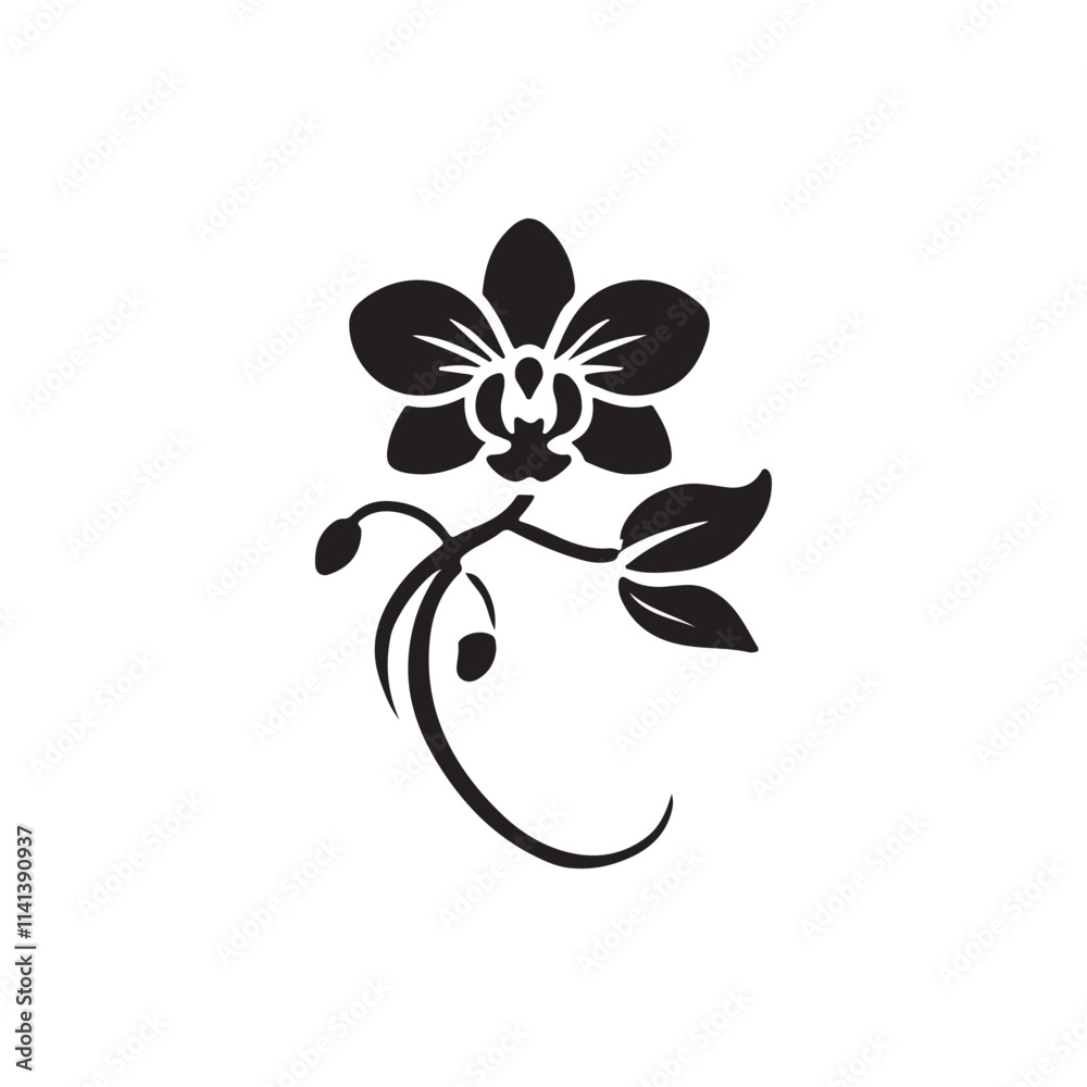 Orchid Silhouette Icon for Digital Use | High-Quality Botanical Vector Graphic for Websites, Ads, and Promotions Orchid Silhouette Icon for Digital Use | High-Quality Botanical Vector Graphic for Websites, Ads, and Promotions