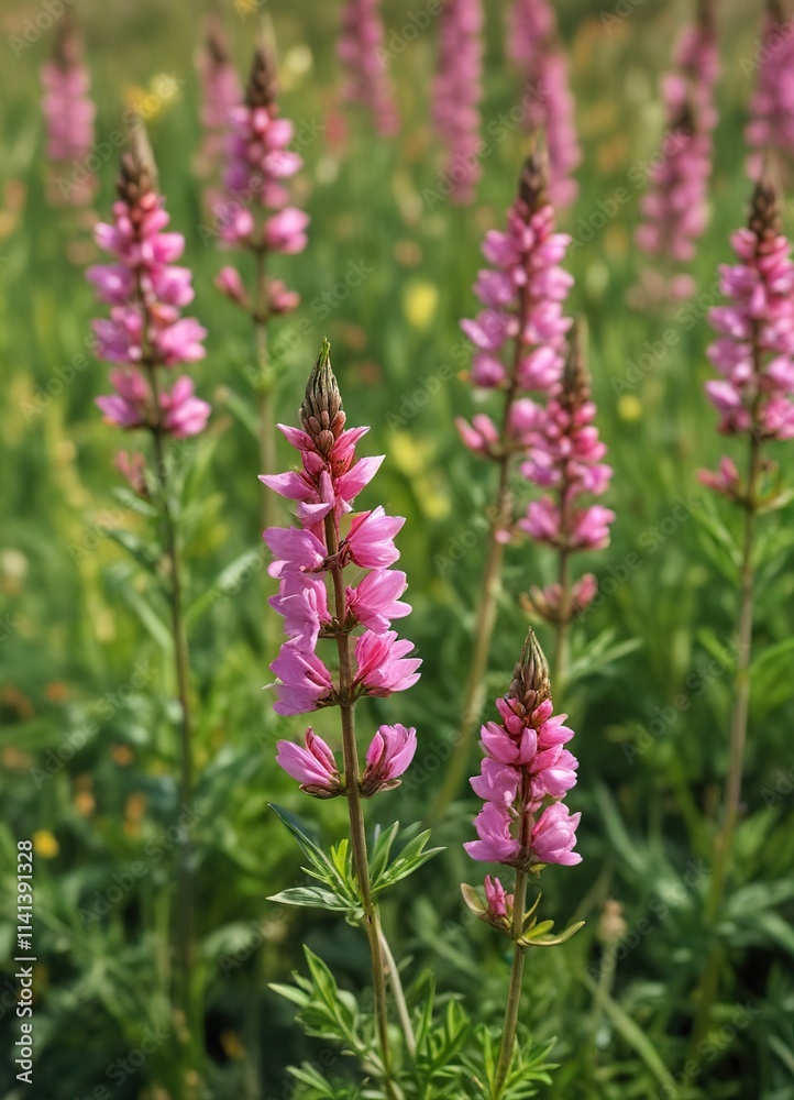Pink kidney vetch blooming in a field on a sunny spring day , field flowers, spring flowers, wildflowers Pink kidney vetch blooming in a field on a sunny spring day , field flowers, spring flowers, wildflowers