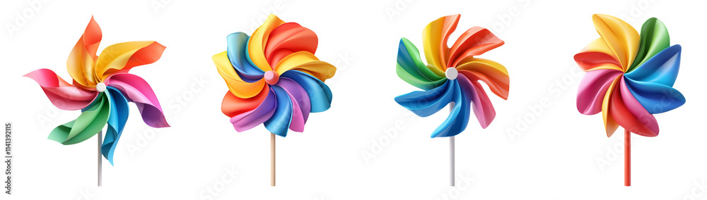 Colorful Pinwheels on Transparent Background Colorful Pinwheels on Transparent Background