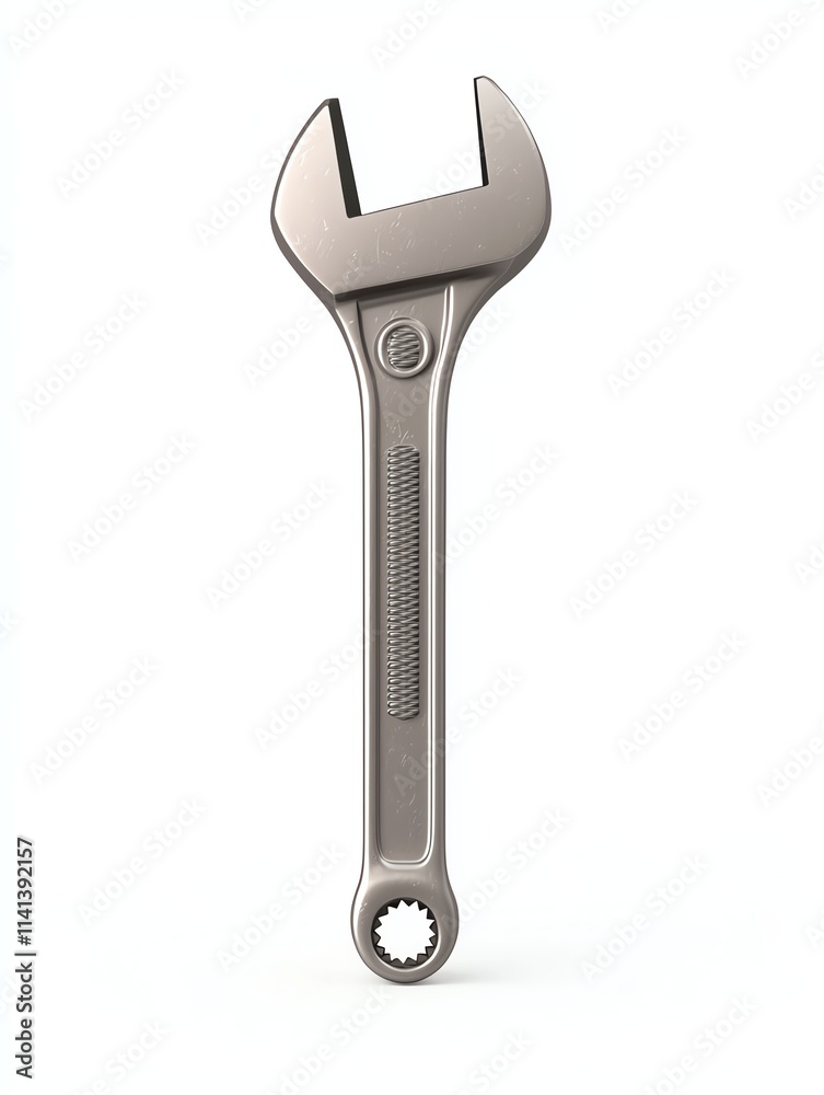 A metal adjustable wrench with a polished finish, commonly used for gripping and turning nuts and bolts in various mechanical tasks. A metal adjustable wrench with a polished finish, commonly used for gripping and turning nuts and bolts in various mechanical tasks.