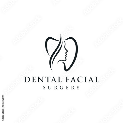 Dental Dentist Dentistry Facial Logo Design, Beautiful Woman's Face Icon Vector