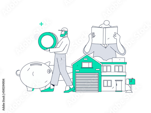 Home loan flat vector concept operation illustration
