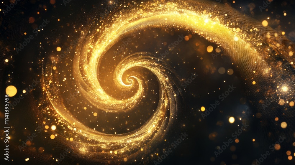 Abstract Golden Spiral Pattern with Glittering Light Highlights Abstract Golden Spiral Pattern with Glittering Light Highlights