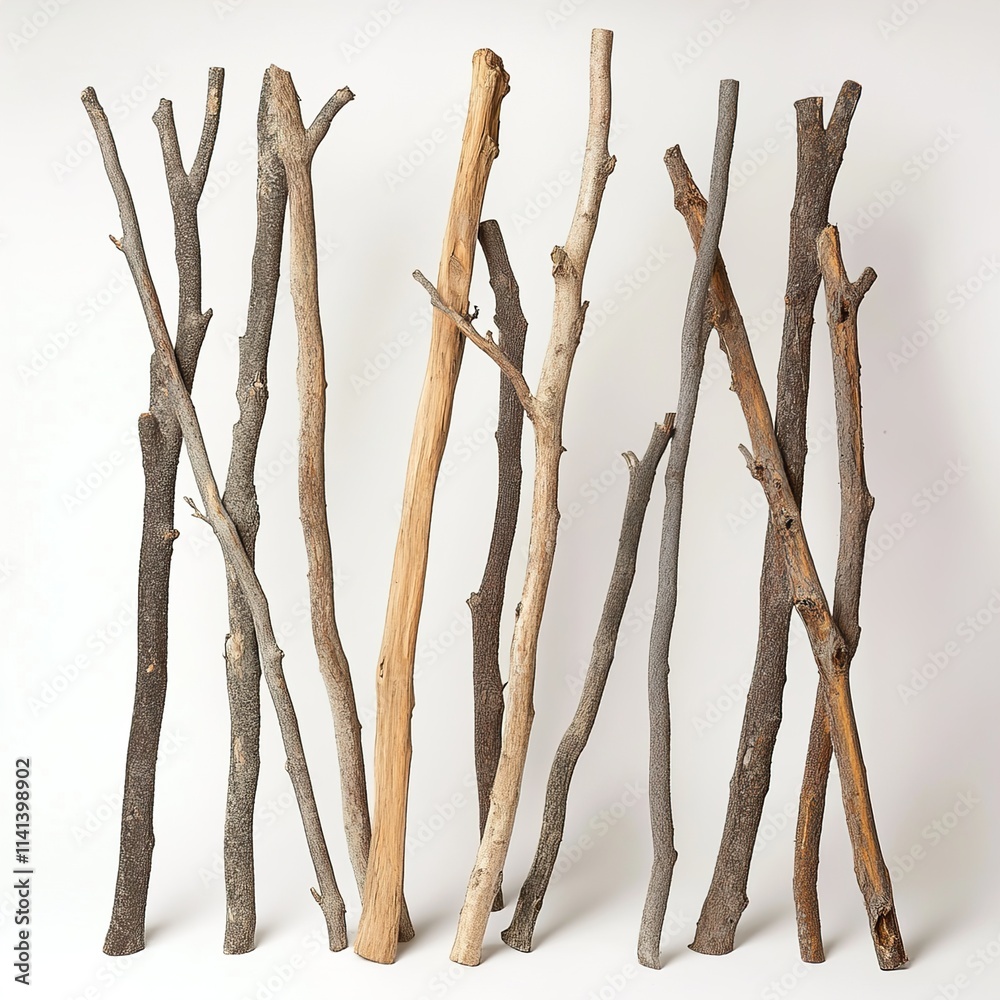 Fototapeta premium Rustic Wooden Branches: Natural Minimalist Art
