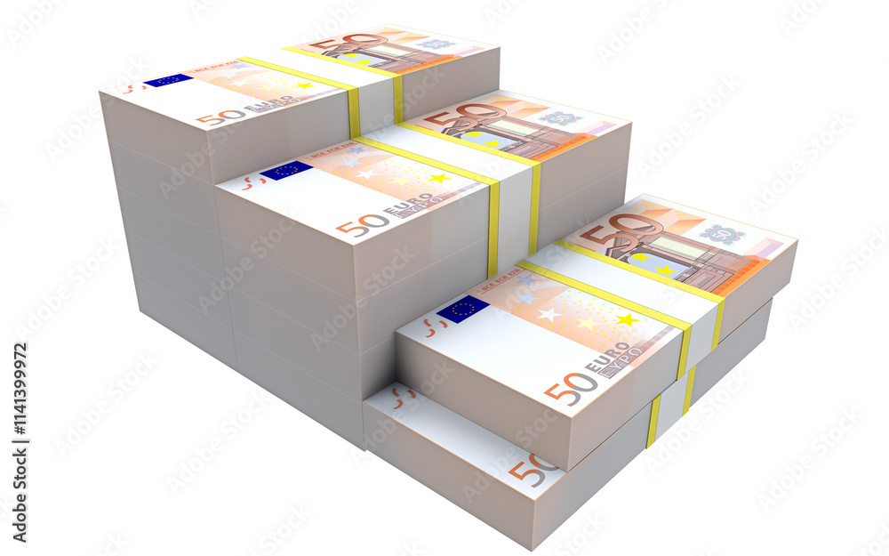 50 euro banknotes money 3d render 50 euro banknotes money 3d render
