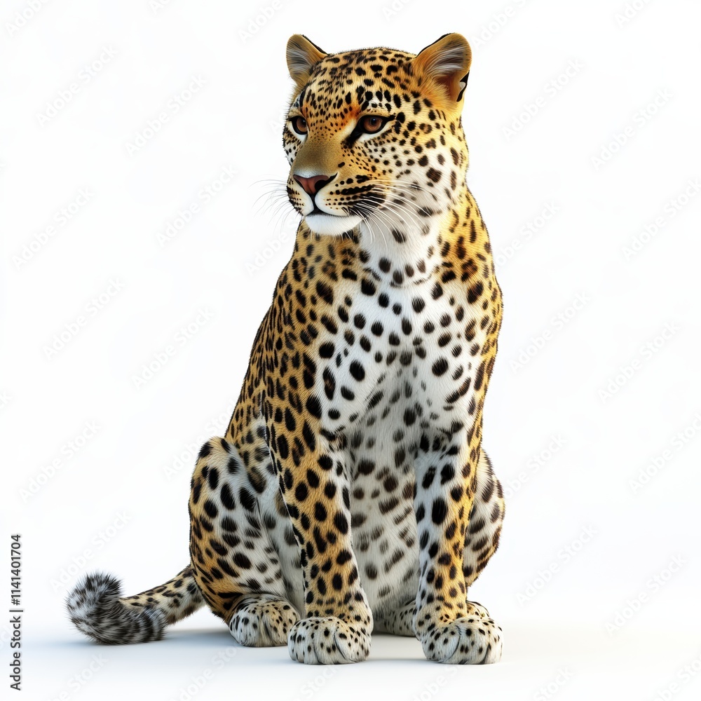 Obraz premium Leopard in portrait studio setting wildlife photography white background artistic viewpoint