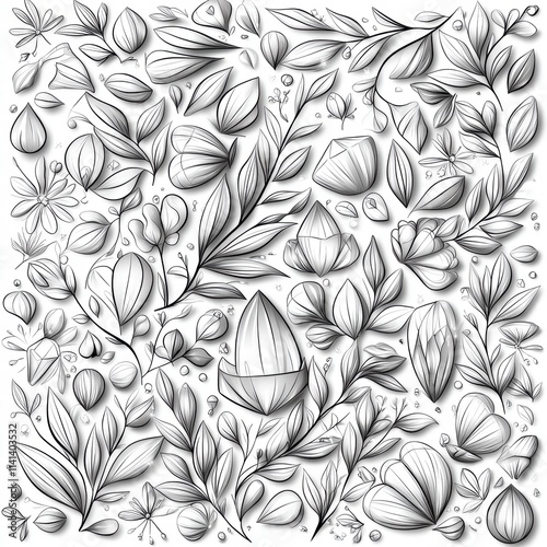 Wallpaper Mural Monochrome Floral and Geometric Pattern. Torontodigital.ca