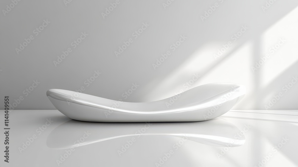 Irregularly shaped white podium, subtle reflective surface, seamless white premium theme Irregularly shaped white podium, subtle reflective surface, seamless white premium theme