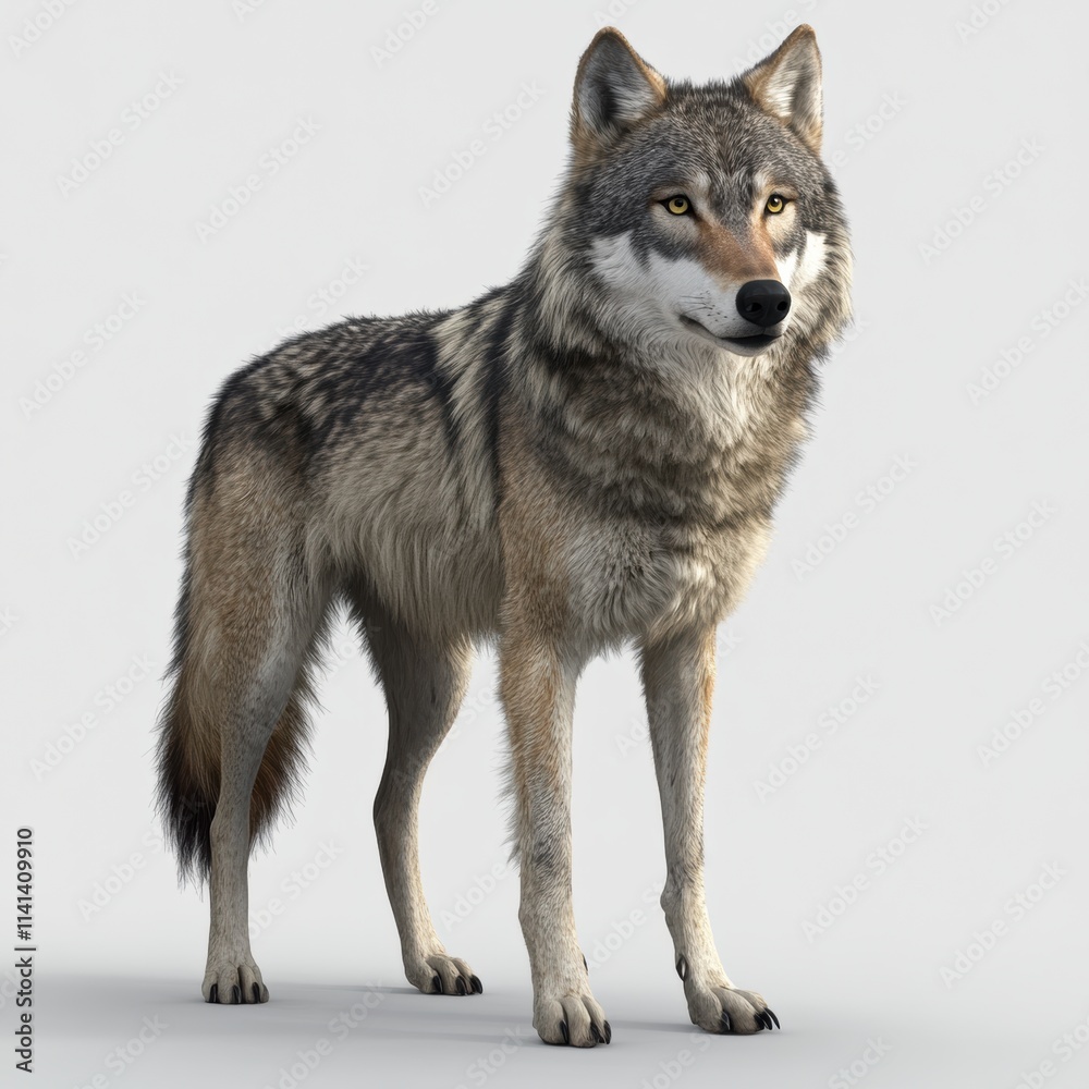 Fototapeta premium Majestic wolf portrait in studio environment realistic animal photography close-up view