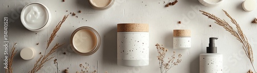 Natural cosmetics packaging mockups with ecofriendly materials and minimalist design photo