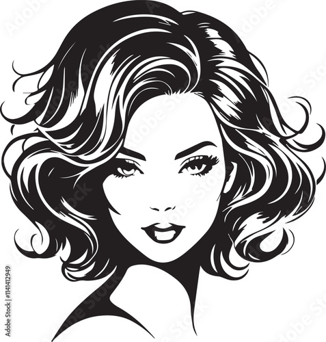 Beauty Woman line art vector