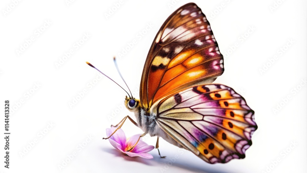 Fototapeta premium A Colorful Butterfly Perched on a Pink Flower