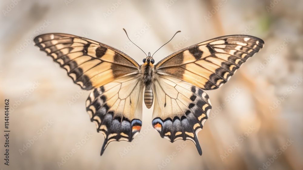 Fototapeta premium A Close-Up View of a Swallowtail Butterfly with Open Wings