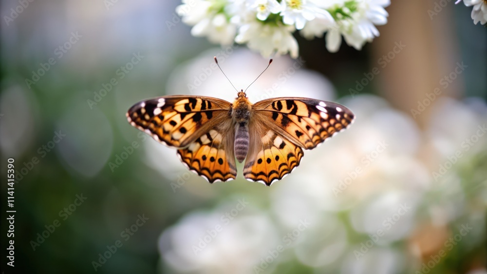 Fototapeta premium A Painted Lady Butterfly with Wings Spread