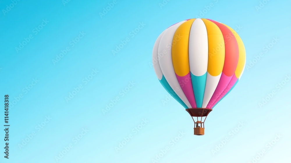 Obraz premium A colorful hot air balloon floating in a clear blue sky.