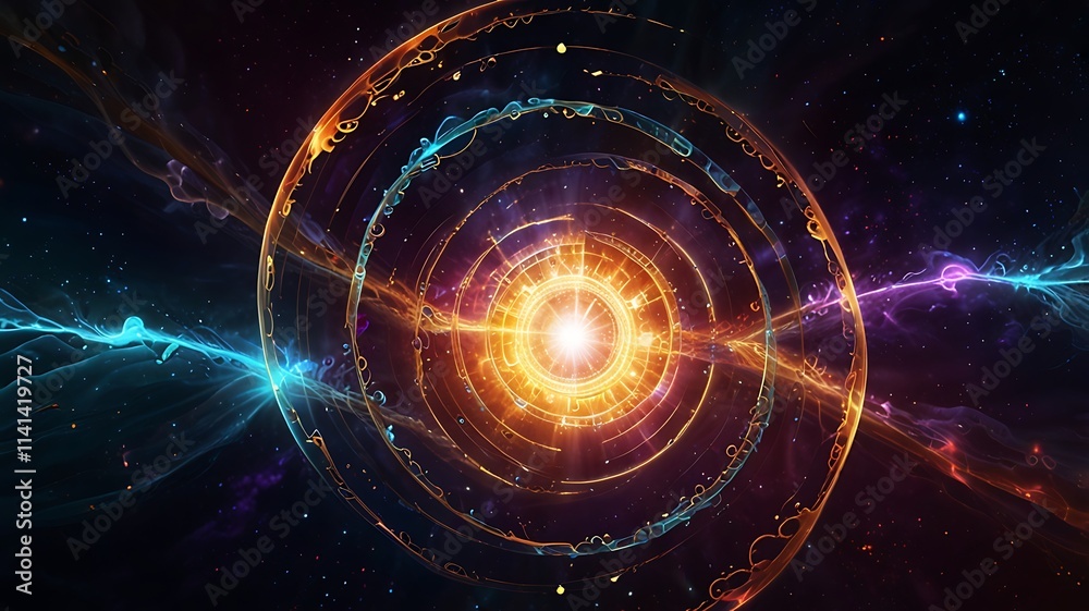 Mystical arcanum-inspired composition with glowing runes layered over ethereal swirling patterns of light Mystical arcanum-inspired composition with glowing runes layered over ethereal swirling patterns of light