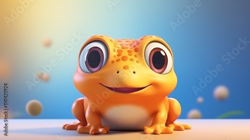 Cute cawaii Cartoon 3d Toad Banner with Space for Copy 3d render illustration.  photo