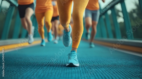 A group young people running