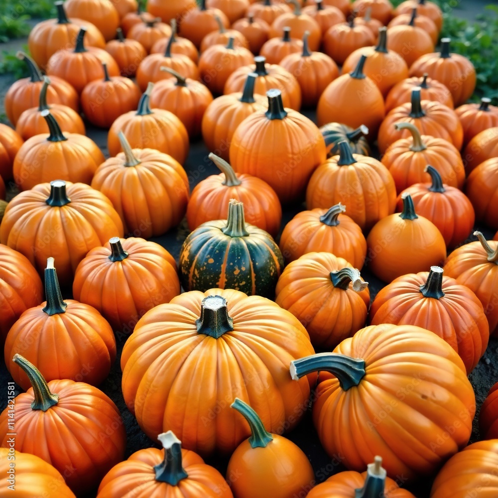 Pumpkin patch filled with an array of colorful pumpkins and gourds, , Pumpkin patch filled with an array of colorful pumpkins and gourds, ,