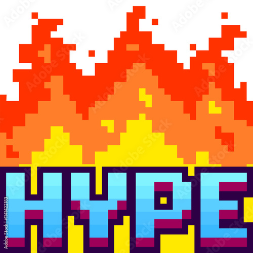 fire pixel art with text illustration