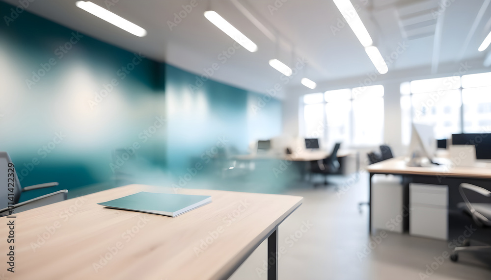 Blurred minimalist office with contemporary workspace for professional settings Blurred minimalist office with contemporary workspace for professional settings