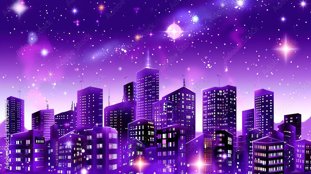 Fototapeta premium And purple stamy night Sky purple galactic background