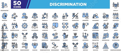 Discrimination Icon Set Blue Black photo
