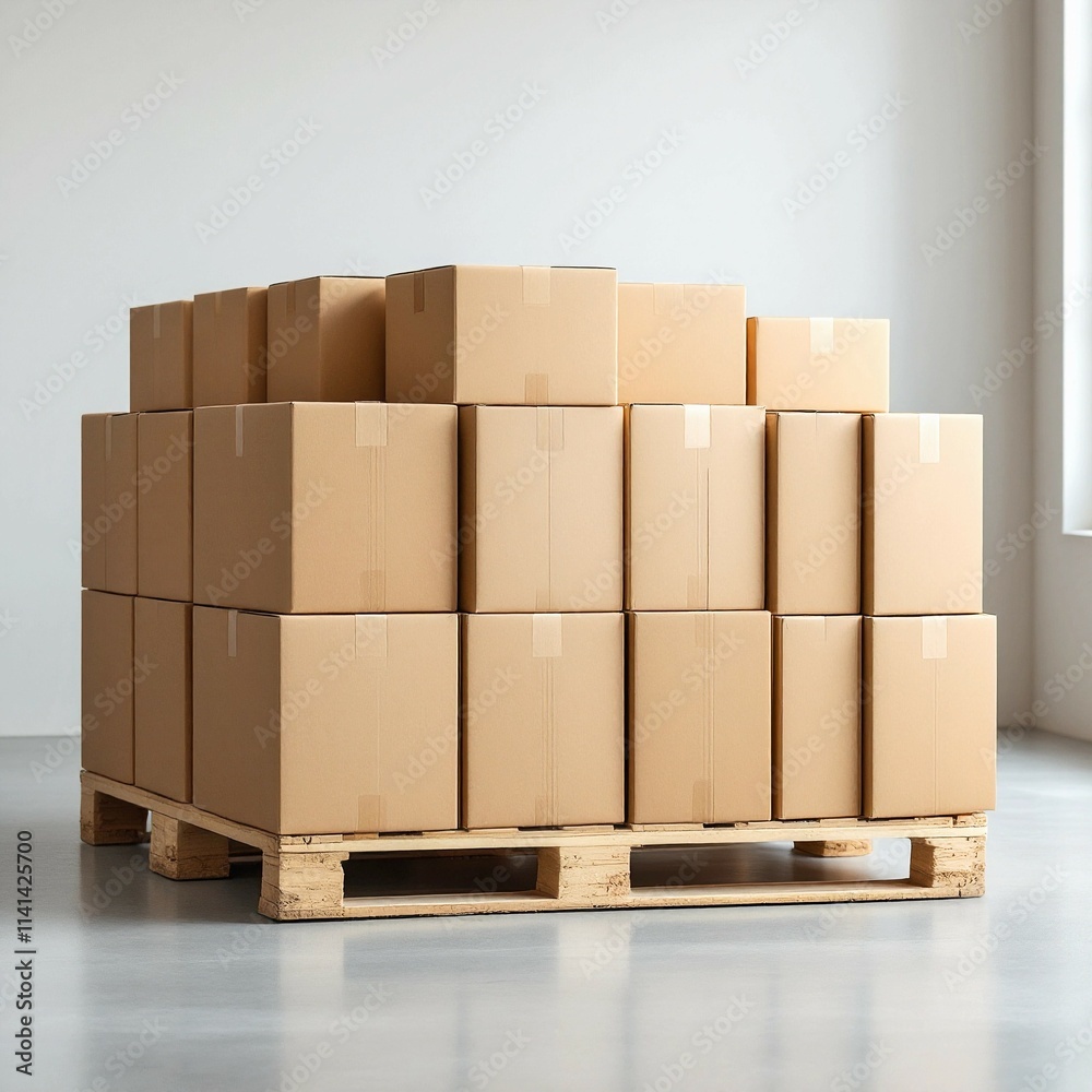 A stack of brown boxes in a warehouse represents storage, organization, shipping, and logistics, showcasing efficiency and industrial workspaces. A stack of brown boxes in a warehouse represents storage, organization, shipping, and logistics, showcasing efficiency and industrial workspaces.
